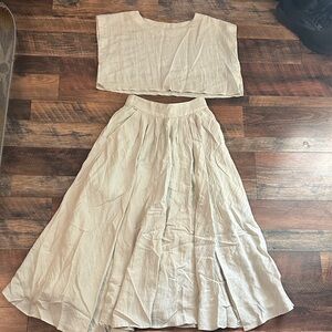 MARBLE Elegant Pale Green Skirt Set